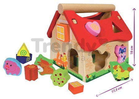 Drevený didaktický domček Shape Sorter House Eichhorn s 12 vkladacími kockami od 12 mes