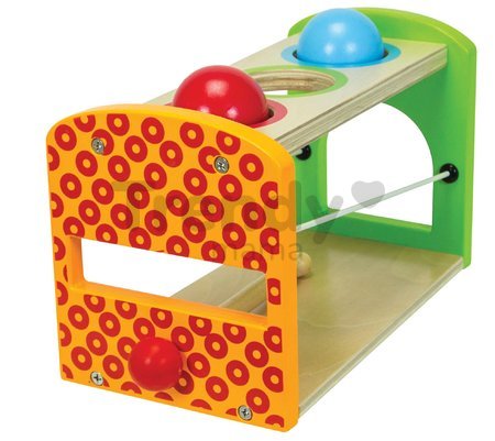 Drevený Xylofón Color Xylophone Hammering Bench Eichhorn s 3 loptičkami a kladivkom od 24 mes