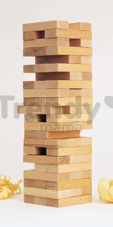 Drevená spoločenská hra skladacia veža Wooden Tumbling Tower Eichhorn 54 prírodných kociek od 5 rokov
