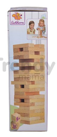 Drevená spoločenská hra skladacia veža Wooden Tumbling Tower Eichhorn 54 prírodných kociek od 5 rokov