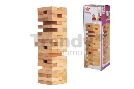 Drevená spoločenská hra skladacia veža Wooden Tumbling Tower Eichhorn 54 prírodných kociek od 5 rokov