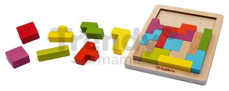 Drevené vkladacie puzzle Shape Game Eichhorn 20 farebných kociek rôznych tvarov od 4 rokov