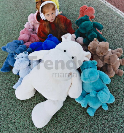 Plyšový hrošík Hippo Blue Jean Histoire d’ Ours modrý 40 cm od 0 mes HO3214