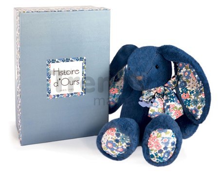 Plyšový zajačik Bunny Blue Copain Calin Histoire d’ Ours modrý 25 cm v darčekovom balení od 0 mes