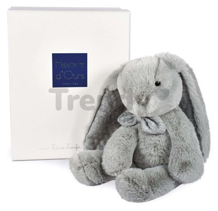 Plyšový zajačik Bunny Pearl Grey Les Preppy Chics Histoire d’ Ours sivý 30 cm v darčekovom balení od 0 mes