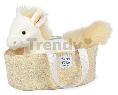 Plyšový koník Horse Palomino Les Petits Nomades Histoire d’ Ours béžový 25 cm v slamenom košíku od 0 mes