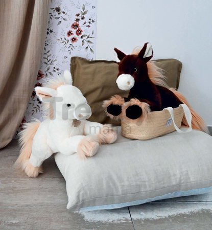 Plyšový koník Horse Palomino Les Petits Nomades Histoire d’ Ours béžový 25 cm v slamenom košíku od 0 mes