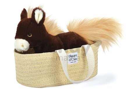 Plyšový koník Horse Alezan Les Petits Nomades Histoire d’ Ours hnedý 25 cm v slamenom košíku od 0 mes