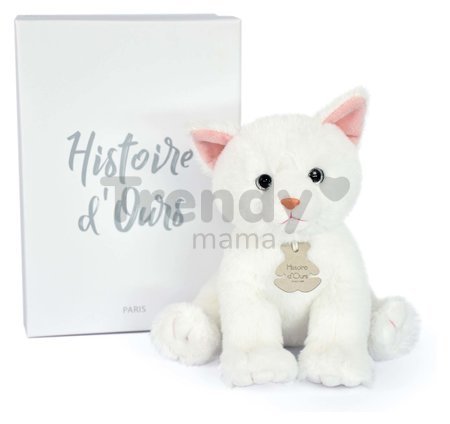 Plyšová mačička Baby Cat White Histoire d’ Ours biela 18 cm v darčekovom balení od 0 mes