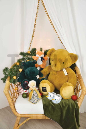 Plüss oroszlán kendővel dédelgetéshez Lion Plush with Comforter Boh'aime Doudou et Compagnie ajándékcsomagolásban sárga 12 cm 0 hó-tól