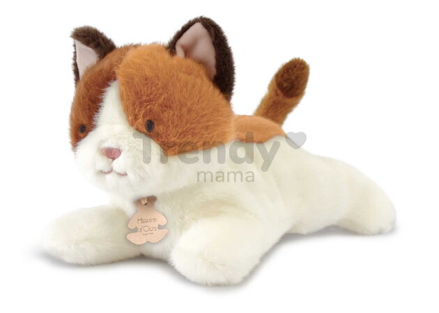 Plyšová mačička s ťažkým bruškom P'tit Relax Cat Histoire d’ Ours bielo-hnedá 22 cm od 0 mes