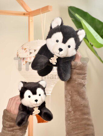 Plyšový vlk s ťažkým bruškom P'tit Relax Wolf Histoire d’ Ours sivý 22 cm od 0 mes