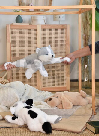 Plyšový psík husky The Soft Stretch Husky Histoire d’ Ours sivo-biely 40 cm od 0 mes HO3335