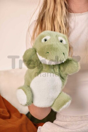 Plyšový krokodíl na bábkové divadlo The Glue Pots Croco Puppet Histoire d’ Ours zelený 24 cm od 0 mes HO3368