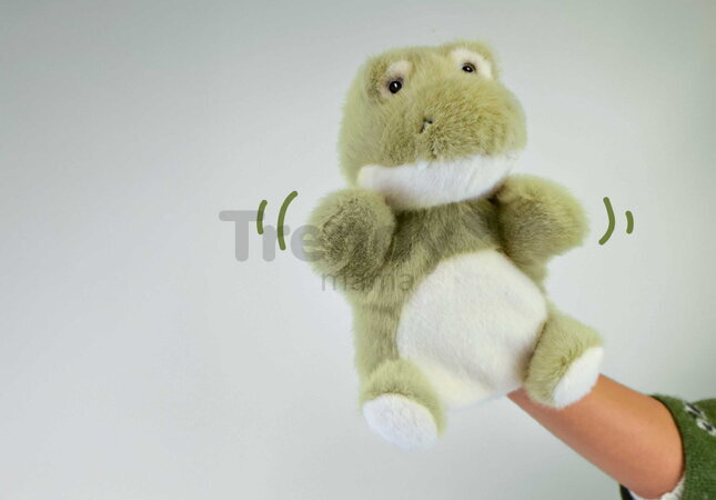 Plyšový krokodíl na bábkové divadlo The Glue Pots Croco Puppet Histoire d’ Ours zelený 24 cm od 0 mes HO3368