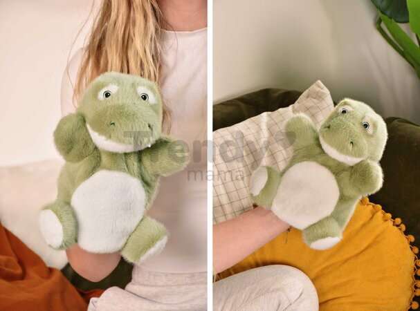 Plyšový krokodíl na bábkové divadlo The Glue Pots Croco Puppet Histoire d’ Ours zelený 24 cm od 0 mes HO3368