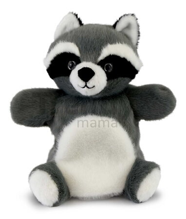 Plyšový medvedík čistotný na bábkové divadlo The Glue Pots Raccoon Puppet Histoire d’ Ours sivý 24 cm od 0 mes HO3371