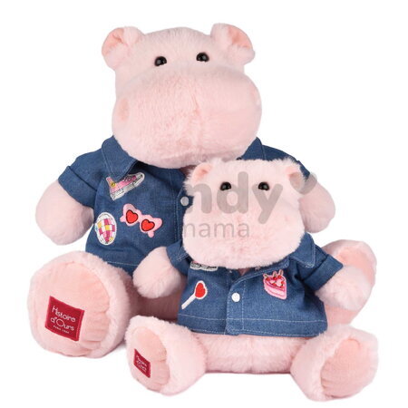 Plyšový hrošík s džínsovou košeľou Pink Mallow 1989 Hippo Histoire d’ Ours ružový 38 cm od 0 mes