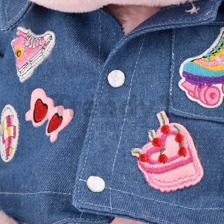 Plyšový hrošík s džínsovou košeľou Pink Mallow 1989 Hippo Histoire d’ Ours ružový 38 cm od 0 mes