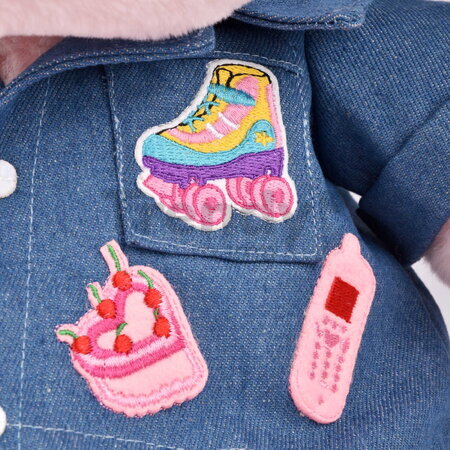 Plyšový hrošík s džínsovou košeľou Pink Mallow 1989 Hippo Histoire d’ Ours ružový 38 cm od 0 mes