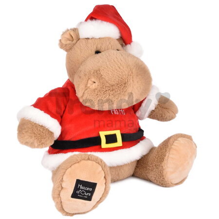 Plyšový hrošík s vianočnou čiapkou Kris Hug Hippo Histoire d’ Ours hnedý 38 cm od 0 mes