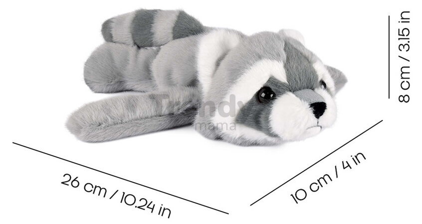 Plyšový medvedík čistotný na zápästie Raccoon Bracelet Slap The Glue Pots Histoire d’ Ours sivý 25 cm od 24 mes HO3417