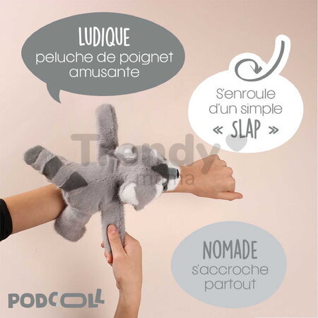 Plyšový medvedík čistotný na zápästie Raccoon Bracelet Slap The Glue Pots Histoire d’ Ours sivý 25 cm od 24 mes HO3417