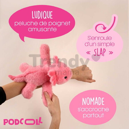 Plyšový axolotl na zápästie Axolotl Bracelet Slap The Glue Pots Histoire d’ Ours ružový 25 cm od 24 mes HO3419