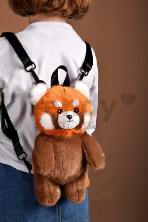 Plyšový batoh panda červená Red Panda Backpack The Glue Pots Histoire d’ Ours s popruhmi hnedý 28 cm od 24 mes HO3424