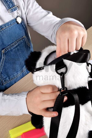 Plyšový batoh Panda Backpack The Glue Pots Histoire d’ Ours s popruhmi čierno-biely 28 cm od 24 mes HO3425