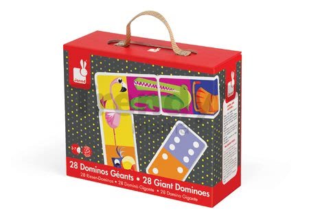 Obojstranné domino Giant Jungle Janod so zvieratkami 28 kariet