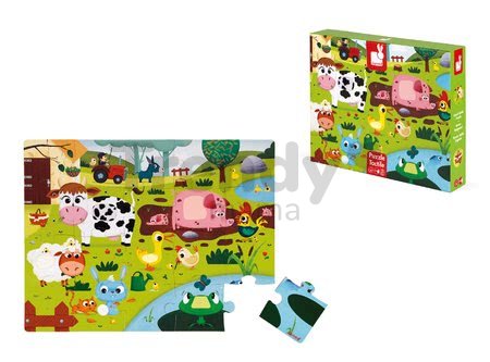 Puzzle pre najmenších Zvieratká na farme Tactile Janod s textúrou 20 dielov