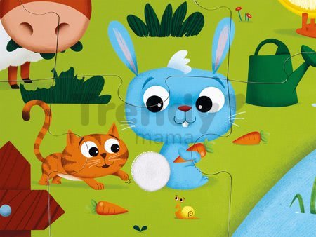 Puzzle pre najmenších Zvieratká na farme Tactile Janod s textúrou 20 dielov