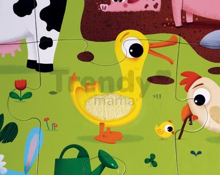 Puzzle pre najmenších Zvieratká na farme Tactile Janod s textúrou 20 dielov
