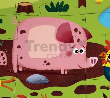 Puzzle pre najmenších Zvieratká na farme Tactile Janod s textúrou 20 dielov