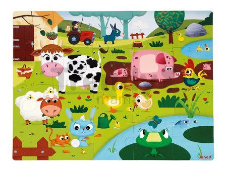Puzzle pre najmenších Zvieratká na farme Tactile Janod s textúrou 20 dielov