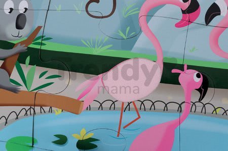 Puzzle Tactile Deň v zoologickej záhrade Janod s textúrou 20 dielov