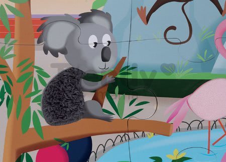 Puzzle Tactile Deň v zoologickej záhrade Janod s textúrou 20 dielov