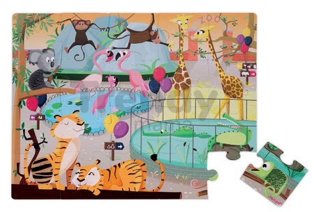 Puzzle Tactile Deň v zoologickej záhrade Janod s textúrou 20 dielov