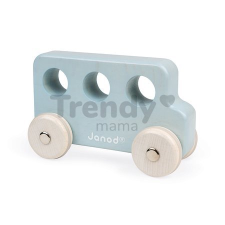 Drevené autíčko retro autobus Push-Along Vehicle Sweet Cocoon Janod modré od 18 mes
