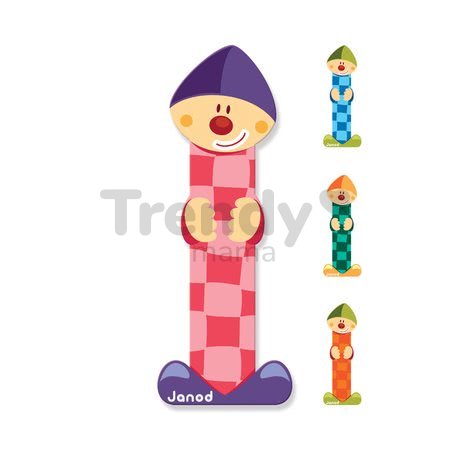 Drevené písmeno I Clown Letter Janod lepiace 9 cm oranžové/modré/zelené/ružové od 3 rokov