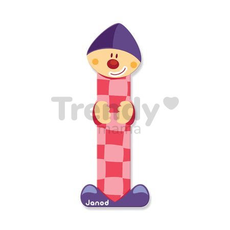 Drevené písmeno I Clown Letter Janod lepiace 9 cm oranžové/modré/zelené/ružové od 3 rokov