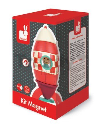 Drevená magnetická skladačka Raketa Kit Magnet Janod 9 dielov od 24 mes