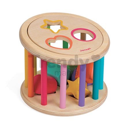 Drevená magnetická vkladačka bubon I Wood Janod Učíme sa tvary a farby od 18 mes