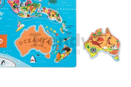 Magnetická mapa sveta Magnetic World Puzzle English Version Janod 92 magnetov od 5 rokov