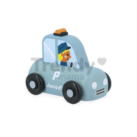 Drevené autíčko na tlačenie Polícia Wooden Police Car City Cross Roads Janod modré od 12 mes J05912