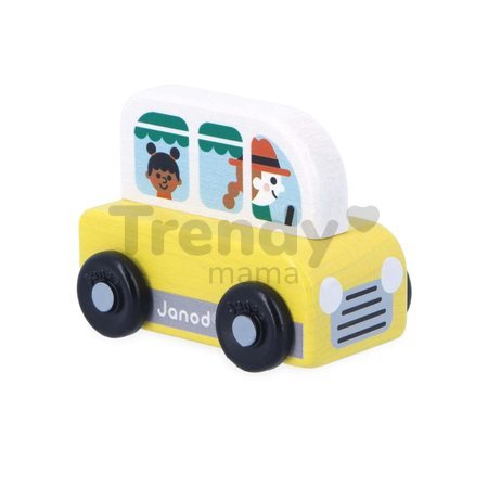 Drevené autíčko na tlačenie dodávka Countryside Wooden Van Cross Roads Janod žlté od 12 mes J05936