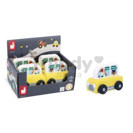 Drevené autíčko na tlačenie dodávka Countryside Wooden Van Cross Roads Janod žlté od 12 mes J05936