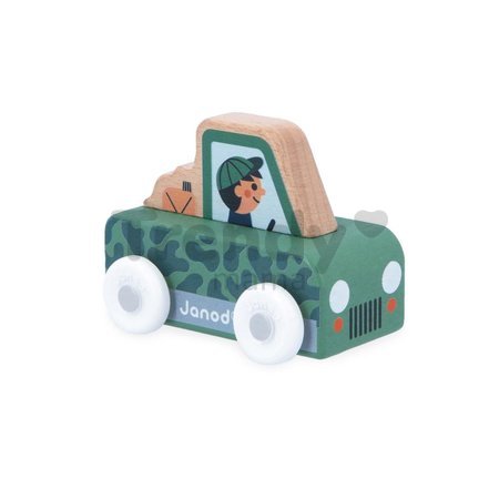 Drevené autíčko na tlačenie safari auto Mountain Valley Wooden All Terrain Car Cross Roads Janod zelené od 12 mes J05942