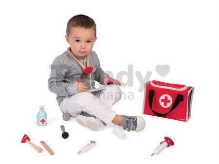 Drevený lekársky kufrík Doctor Janod s 10 doplnkami